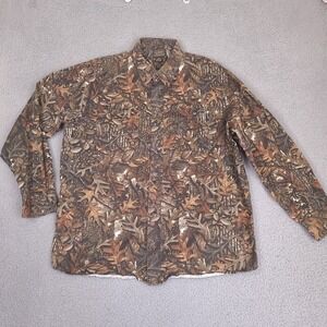 CE Schmidt Workwear Shirt Mens XL‎ Brown Forest Floor Camo Button Up Canvas